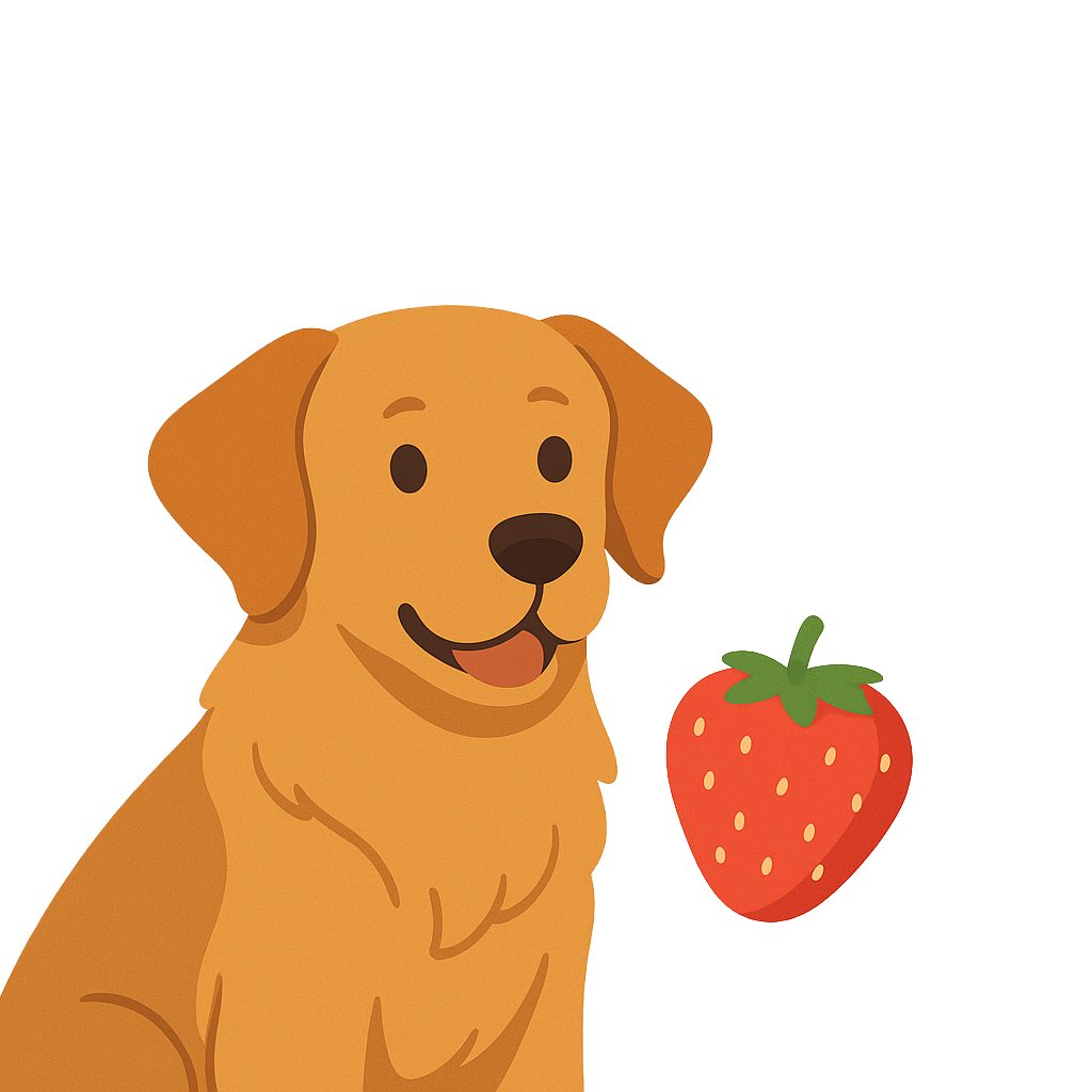 Pies jedzący truskawki